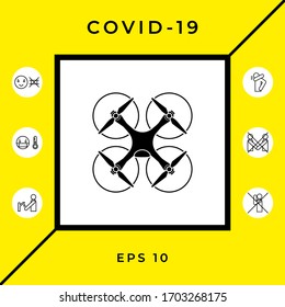 Quadcopter, flying drone icon. Graphic elements for your design