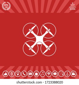 Cuadcopter, icono de drones voladores. Elementos gráficos para el diseño