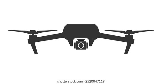 Símbolo de silhueta de ícones de drones voadores quadcópteros. Drone fpv com câmera de ação. Foto e vídeo. Imagem de ilustração vetorial. Isolado no fundo branco.