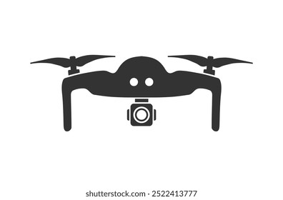 Símbolo de silhueta de ícones de drones voadores quadcópteros. Drone fpv com câmera de ação. Foto e vídeo. Imagem de ilustração vetorial. Isolado no fundo branco.