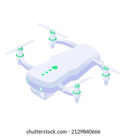 Quadcopter. Flying drone with remote control. Isometric vector illustration on white background.