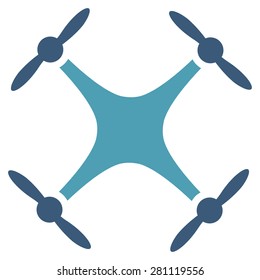 Quadcopter icon from Business Bicolor Set. This isolated flat symbol uses blue and cyan colors.