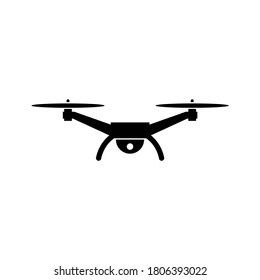 Quadcopter icon, flying drone logo isolated on white background