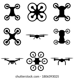 Icono Quadcopter, logotipo de drone volador aislado en fondo blanco