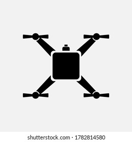 Quadcopter icon on white background. Drone with camera.