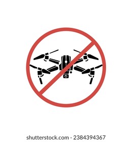 
Quadcopter icon prohibition sign. Isolate on a white background. Vector graphics.