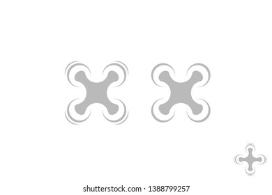 Quadcopter. Icon set. Flying drone on white background