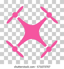 Quadcopter icon. Vector illustration style is flat iconic symbol, pink color, transparent background. Designed for web and software interfaces.