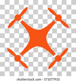 Quadcopter icon. Vector illustration style is flat iconic symbol, orange color, transparent background. Designed for web and software interfaces.