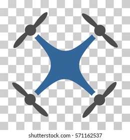 Quadcopter icon. Vector illustration style is flat iconic bicolor symbol, cobalt and gray colors, transparent background. Designed for web and software interfaces.