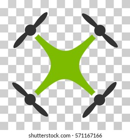 Quadcopter icon. Vector illustration style is flat iconic bicolor symbol, eco green and gray colors, transparent background. Designed for web and software interfaces.
