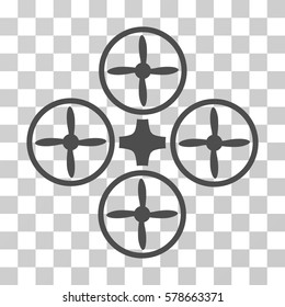 Quadcopter icon. Vector illustration style is flat iconic symbol, gray color, transparent background. Designed for web and software interfaces.