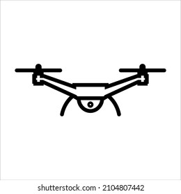 Quadcopter line icon, drone vector logo isolated on white background