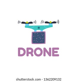 Quadcopter with propeller blades. Flight range and flight altitude are high. Transportation of small loads. New technologies and artificial intelligence. Remote control.