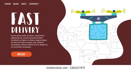 Quadcopter with propeller blades. Flight range and flight altitude are high. Transportation of small loads. New technologies and artificial intelligence. Remote control.