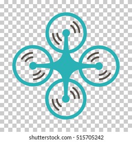 Quadcopter Screw Rotation EPS vector pictograph. Illustration style is flat iconic bicolor grey and cyan symbol.