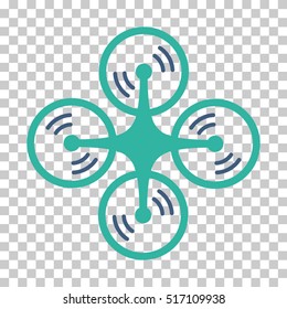 Quadcopter Screw Rotation EPS vector icon. Illustration style is flat iconic bicolor cobalt and cyan symbol.