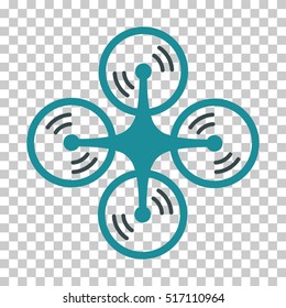 Quadcopter Screw Rotation EPS vector pictograph. Illustration style is flat iconic bicolor soft blue symbol.