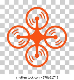 Quadcopter Screw Rotation icon. Vector illustration style is flat iconic symbol, orange color, transparent background. Designed for web and software interfaces.