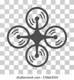Quadcopter Screw Rotation icon. Vector illustration style is flat iconic symbol, gray color, transparent background. Designed for web and software interfaces.