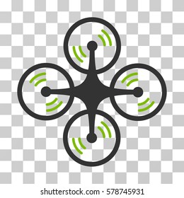 Quadcopter Screw Rotation icon. Vector illustration style is flat iconic bicolor symbol, eco green and gray colors, transparent background. Designed for web and software interfaces.