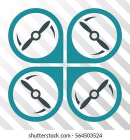 Quadcopter Screws Rotation vector icon. Illustration style is flat iconic bicolor soft blue symbol on a hatched transparent background.
