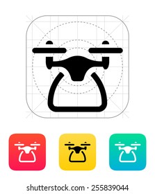 Quadcopter side view icon. Vector illustration.