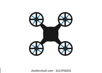 Quadcopter simple icon on white background. Vector illustration.