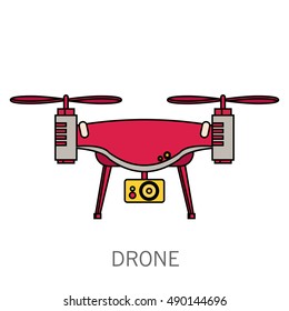 Quadcopter simple icon on white background. Vector illustration.