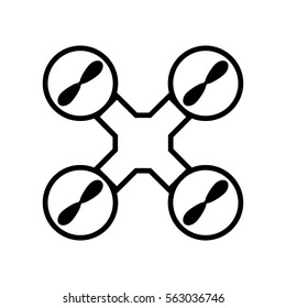 Quadcopter simple icon on white background. Vector illustration.