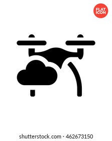 Quadcopter in sky Icon Flat Style Isolated Vector Illustration