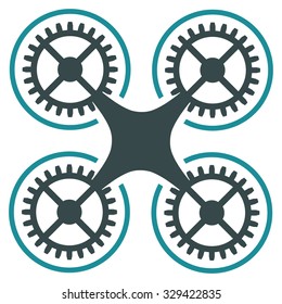 Quadcopter vector icon. Style is bicolor flat symbol, soft blue colors, rounded angles, white background.