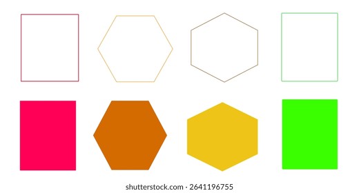 quadrangle, pentagon, hexagon, octagon icon. vector geometry pentagonal, hexagonal, octagonal polygon. five, six, eight sided polygon lines. Eps10