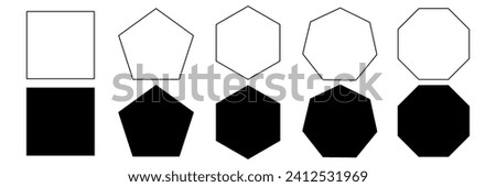 quadrangle, pentagon, hexagon, octagon icon. vector geometry pentagonal, hexagonal, octagonal polygon. five, six, eight sided polygon lines, vector