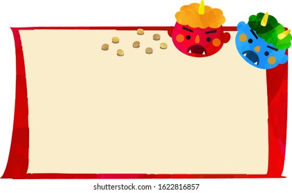 quadrangle red frame with japanese demon