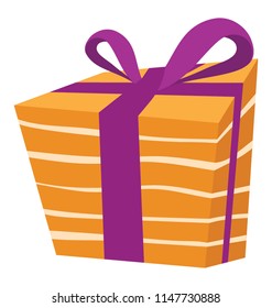 
Quadrangle shape box decorated with a ribbon and big tied bow 
