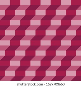 quadrangles of ruby ​​and pink tones are arranged in rows. polygonal seamless pattern. vector
