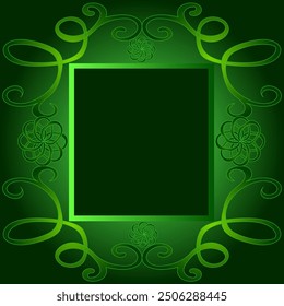 Quadrangular frame decorated with an abstract pattern on a green background