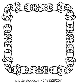 
Quadrangular frame drawn with one line in doodle style on a white background