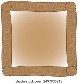 Quadrangular wooden frame on a brown background