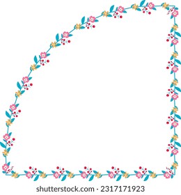 Quadrant Frame flower frame wreath floral leaf borders colorful natural cute blossom green pink decoration Branches Elements Botanical wedding anniversary celebration greeting success valentine 