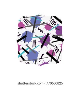 quadrate with abstract memphis design background