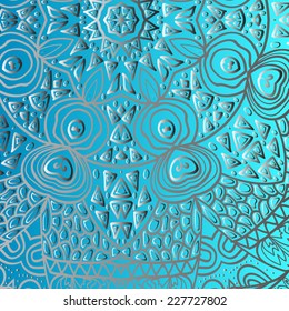 Quadrate blue ornament for design and background