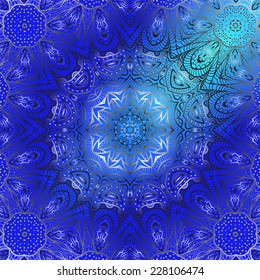 Quadrate blue ornament for design and background