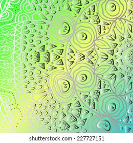 Quadrate blue yellow green ornament for design and background