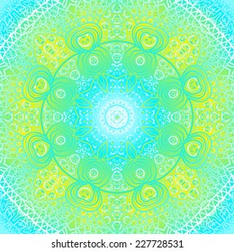 Quadrate blue yellow ornament for design and background