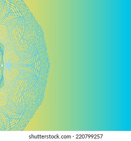 Quadrate colorful card with vertical pattern on left