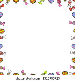 Quadrate frames doodles. Vector illustration. Seamless pattern. Illustration in white, pink and black colors.