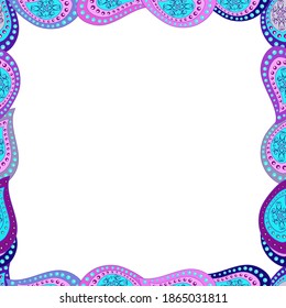 Quadrate frames doodles. Vector illustration. Seamless pattern. Illustration in white, blue and violet colors.