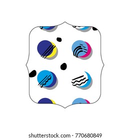 quadrate with geometric memphis style background